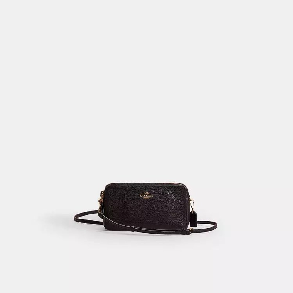 Coach Kira Crossbody Bag Black Pebbled Leather Gold Hardware